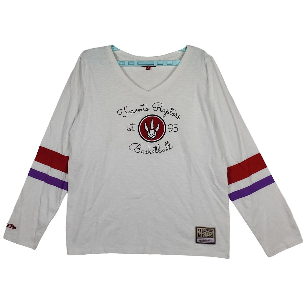 Toronto Raptors Mitchell & Ness Womens Merdium Longsleeve Est. 1995 White New